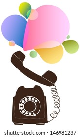 Retro telephone with color drops, Vector