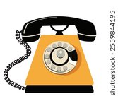 Retro telephone with dialing disk. Vector illustration