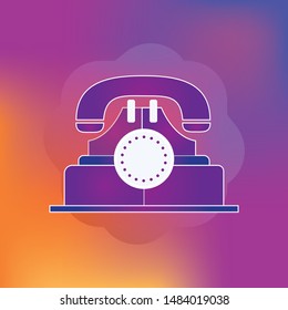 Retro telephone flat icon with gradient background