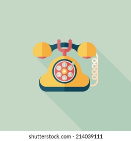 Retro telephone flat icon with long shadow,eps10
