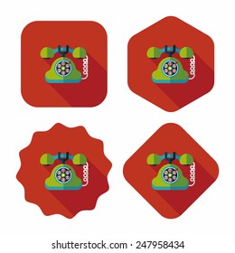 Retro telephone flat icon with long shadow,eps10