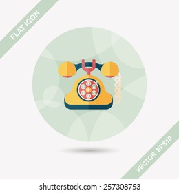 Retro telephone flat icon with long shadow,eps10