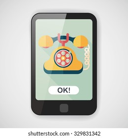Retro telephone flat icon with long shadow,eps10