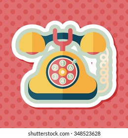 Retro telephone flat icon with long shadow,eps10