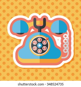 Retro telephone flat icon with long shadow,eps10