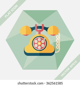Retro telephone flat icon with long shadow,eps10