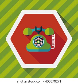 Retro telephone flat icon with long shadow,eps10