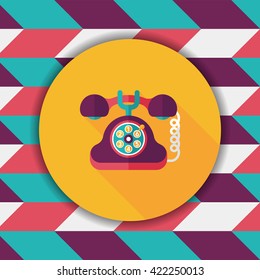 Retro telephone flat icon with long shadow,eps10