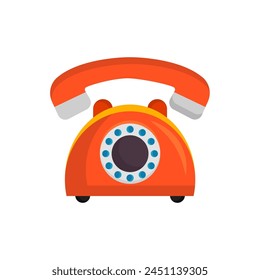 Ilustración vectorial plana del teléfono retro sobre fondo blanco