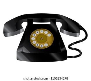 Retro Telephone gold button frame on white background. vector illustration/eps10