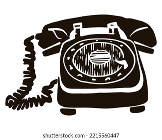 Retro telephone header - hand drawn illustration