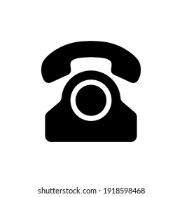 Retro telephone icon black color on white background