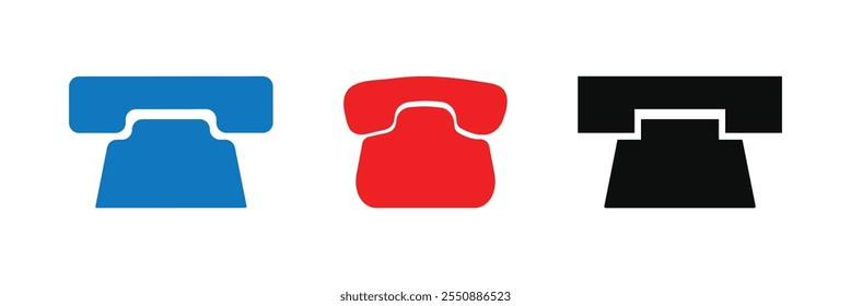 Retro telephone icon. Classic rotary dial. Vintage communication. Vector silhouette. Old phone icon. 