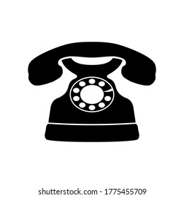 Retro Telephone Icon Isolated On White Background, Vintage Rotary Phone. Vector Illustration