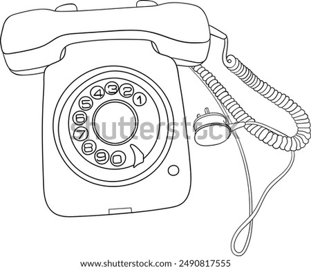 Retro telephone line art vector illustration	