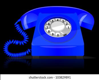Retro telephone on black, vector, 10eps.