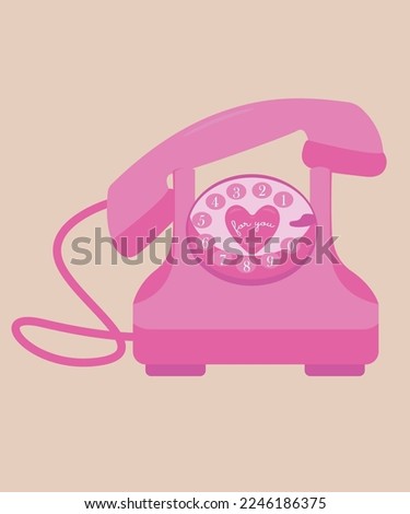 Retro Telephone on the table Heart and Text For You
