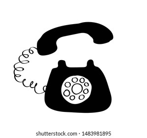 Retro telephone on a white background. Symbol. Vector illustration.