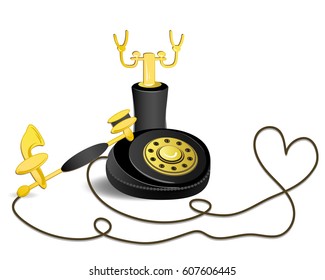 retro telephone on white background