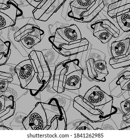 Retro telephone pattern seamless. phone with receiver background texture