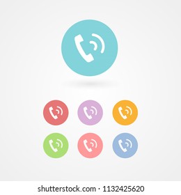 Retro telephone receiver ringing icon. Concept of incoming, outgoing, service, call center, support, contact, information. Handset sign for logo, app, web, UI design. Vector illustration, flat design