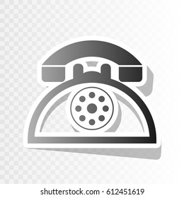 Retro telephone sign. Vector. New year blackish icon on transparent background with transition.