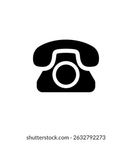 Retro Telephone Silhouette, Old Phone Solid Flat Vector Icon Isolated on White Background.