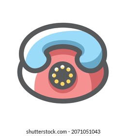 Retro telephone simple Vector icon Cartoon illustration