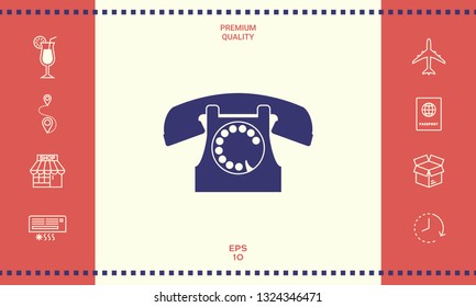 Retro telephone symbol. Graphic elements for your design
