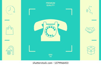 Retro telephone symbol. Graphic elements for your design