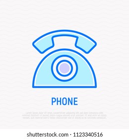 Retro telephone thin line icon. Modern vector illustration.