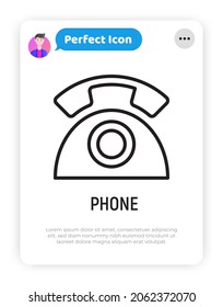 Retro telephone thin line icon. Modern vector illustration.