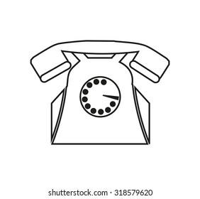 Retro telephone vector icon in contour