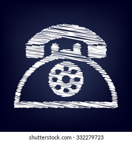 Retro telephone web icon with chalk effect  