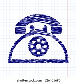 Retro telephone web icon with pen effect 
