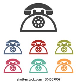 Retro telephone web icon set