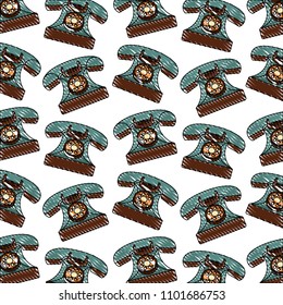 retro telephones pattern background vintage style