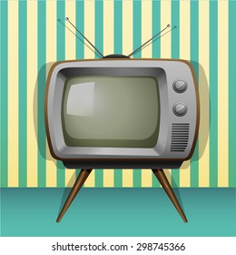 Retro television with antenna and legs