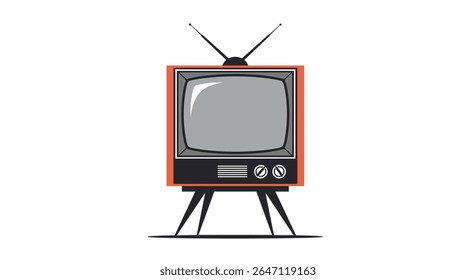 Televisão Retrô com Antena de Pé Alta Pronta para Entregar Programas de Qualidade ao Público