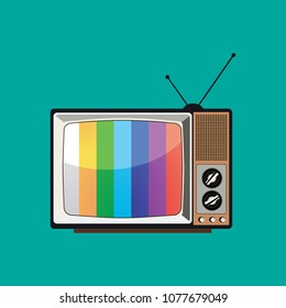 Retro Television with color frame. Vector illustration