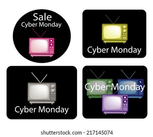Retro Television with Cyber Monday Promotion, A Special Time for Start Christmas Shopping Season and Biggest Discount Promotion in A Year. 