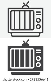 Retro-Fernseher verschiedenen Stil Icon-Set mit Antenne. Linie, Umriss und durchgezogenes Symbol, Vektorzeichen und Symbol. Bearbeitbares Strich-Vektorsymbol, das Vintage-TV anzeigt.