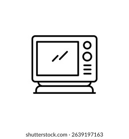 Retro Television Display With Antenna And Horizontal Lines Vector Icon