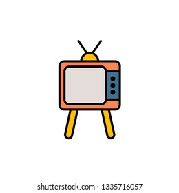 Retro television flat vector icon sign symbol