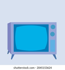 Retro television. Front view. Vector illustration cartoon violet and blue no background