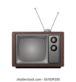 Retro Television Set Front Perspective View Stock Vector (Royalty Free ...