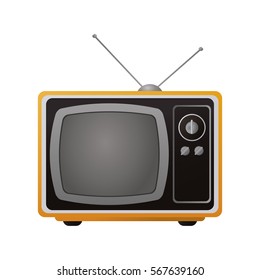 Retro Television Set Front Perspective View Stock Vector (Royalty Free ...