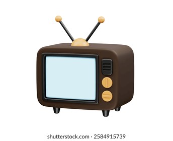 Retro Television icon 3D Render illustration