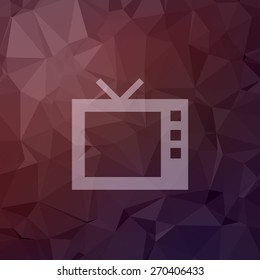 Retro television icon in flat style for web and mobile, modern minimalistic flat design. Vector white icon on abstract polygonal background.