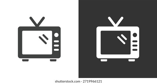Icono de televisión retro. Icono de la serie de glifos sólidos